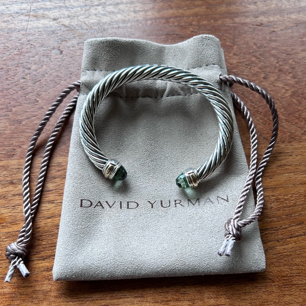 David Yurman Cable Bracelet | 7mm | Sterling Silver, Prasiolite and 14k Gold